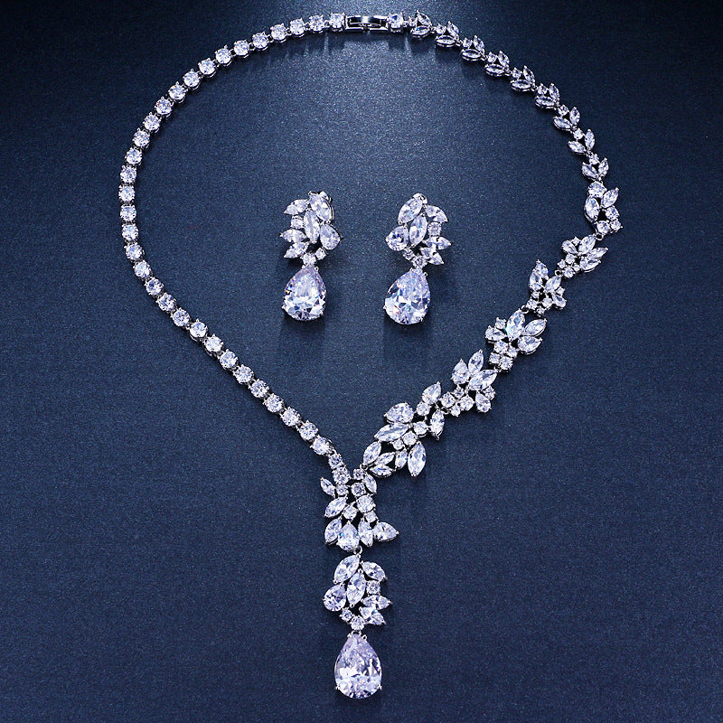 New AAA Zircon Necklace for Brides - Earring Set Available