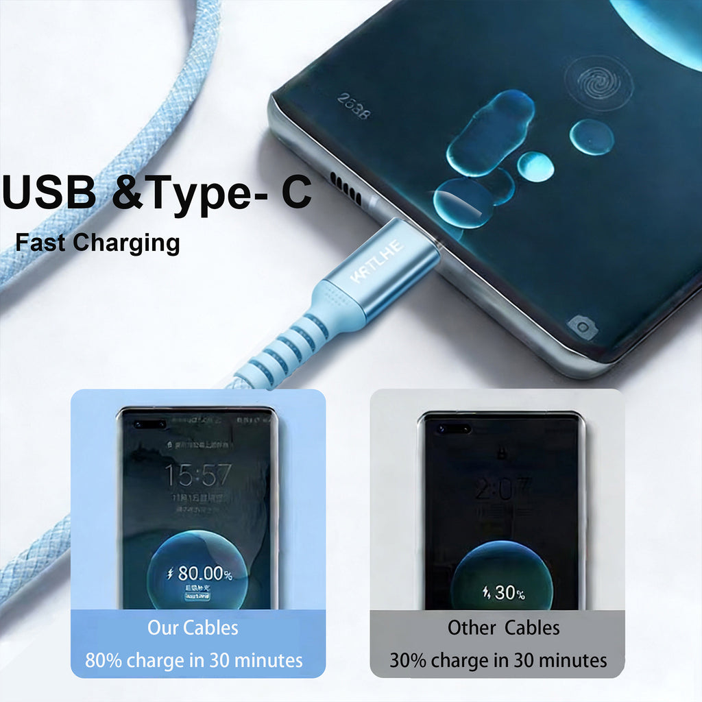 (2pcs) Durable all-copper 100W maximum power Type-C charging cable, compatible with iPhone 17/16/15 Pro Max Air, Samsung, MacBook, iPad and other USB-C interface devices.