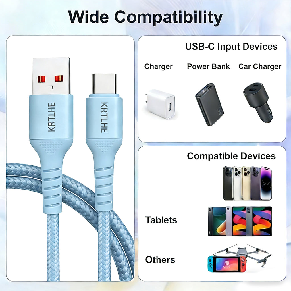 (2pcs) Durable all-copper 100W maximum power Type-C charging cable, compatible with iPhone 17/16/15 Pro Max Air, Samsung, MacBook, iPad and other USB-C interface devices.