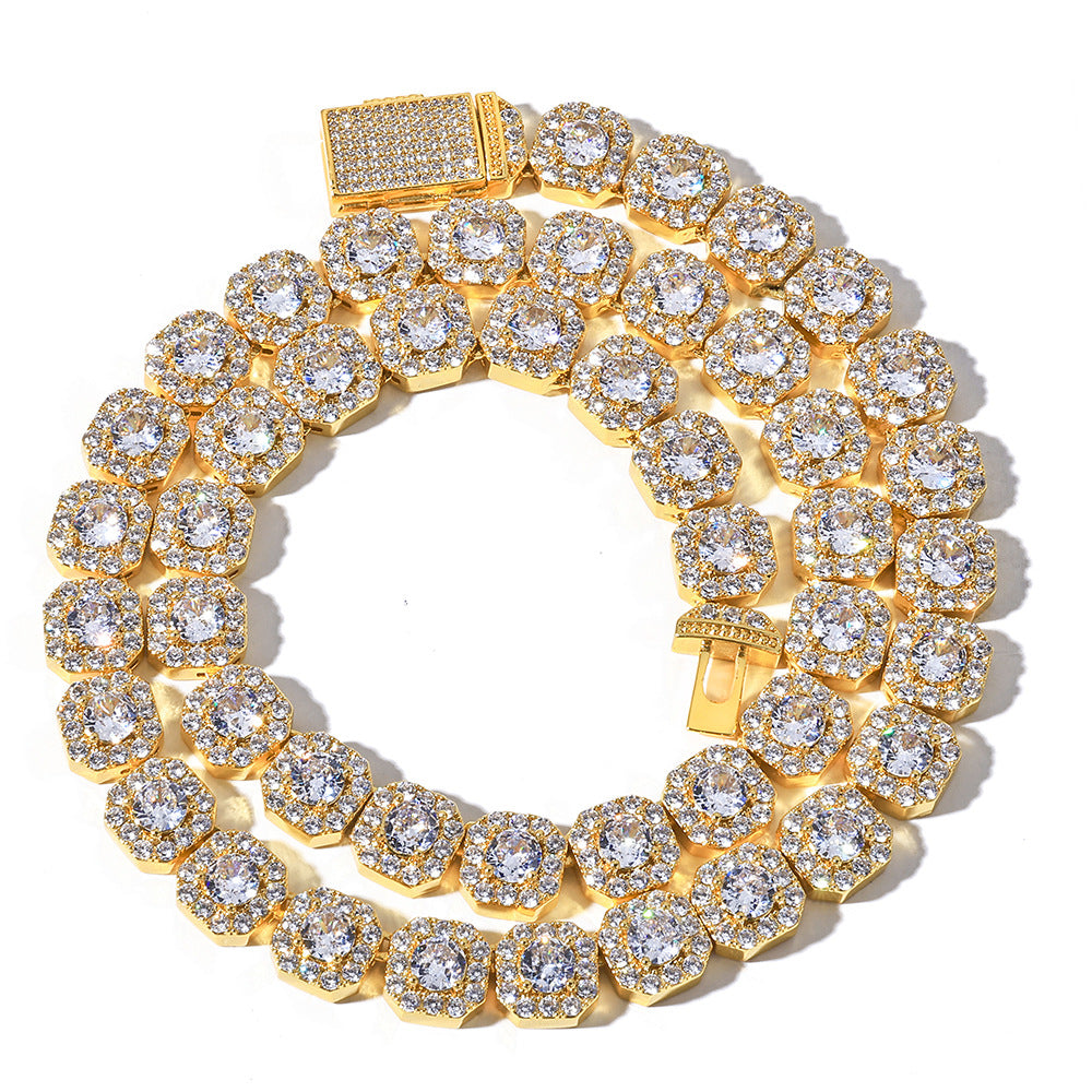 Hot-selling accessory: Candy Zirconia Necklace, European and American Hip-Hop Jewelry, 18K Gold Men's Necklace, High-end and Niche Style