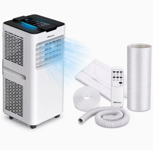 7K, 9K, or 12K BTU Portable Air Conditioner, Dehumidifier, and Fan with Remote Control, 24-Hour Timer, and Window Vent Kit (7,000, 9,000, or 12,000 BTU) – White